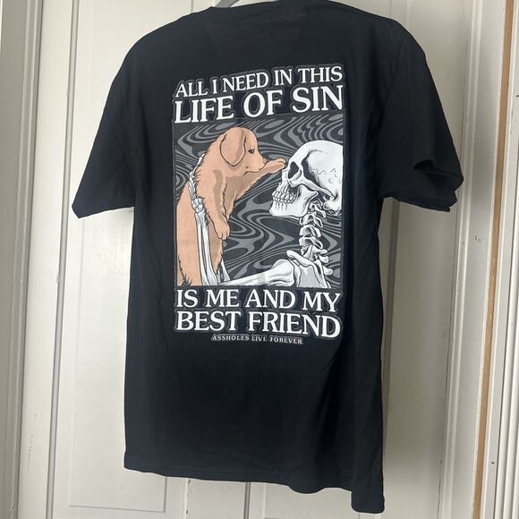 Assholes*s Live Forever Shirt Mens Medium Black Best Friend Graphic Tee - Picture 1 of 5